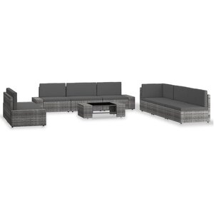 vidaXL Salon de jardin 9 Pièces Résine tressée Gris