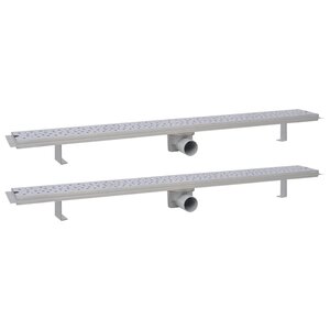 vidaXL Drain de douche linéaire 2 Pièces 1030 x 140 mm Acier inoxydable