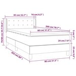 vidaXL Sommier à lattes de lit avec matelas Gris foncé 80x200 cm Tissu