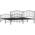 vidaXL Cadre de lit métal avec tête de lit/pied de lit noir 193x203 cm