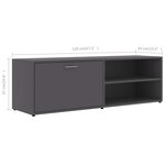vidaXL Meuble TV Gris 120x34x37 cm Bois d’ingénierie