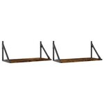 vidaXL Étagères murales 2Pièces chêne fumé 60x25x25 5cm bois d'ingénierie