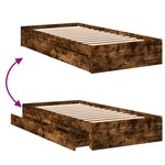 vidaXL Cadre de lit et tiroirs chêne fumé 90x200 cm bois d'ingénierie