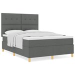 vidaXL Lit à ressorts avec matelas Gris foncé 140x200 cm Tissu