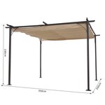 Pergola rétractable 3 5L x 3 5l x 2 30H m structure métal époxy anticorrosion noire + toile polyester haute densité 180 g/m² incluse beige