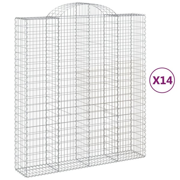 vidaXL Paniers à gabions arqués 14 Pièces 200x50x220/240 cm Fer galvanisé