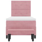 vidaXL Lit à Ressorts avec Matelas & Banc Rose 90x200 cm Velours
