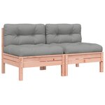 vidaXL Canapé de jardin sans accoudoirs et coussins 2 Pièces bois douglas