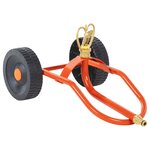 vidaXL Traîneau d’arrosage sur roues avec tête rotative en acier rouge