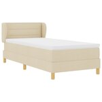 Lit avec sommier tapissier et matelas crème 100x200 cm en tissu