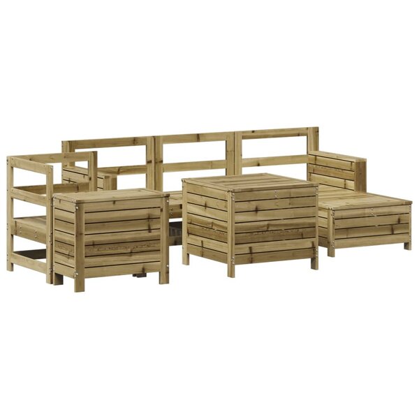 vidaXL Salon de jardin 7 Pièces bois de pin imprégné