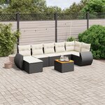 vidaXL Salon de jardin 8 Pièces avec coussins noir résine tressée