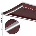 vidaXL Auvent rétractable automatique avec LED bordeaux 500x350 cm