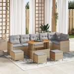 Ensemble de canapé de jardin 10 pièces avec coussins en poly rattan beige acacia vidaXL