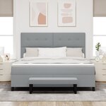 vidaXL Lit avec Sommier et Banc Gris Clair 180x200 cm Tissu