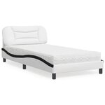vidaXL Lit avec matelas blanc et noir 100x200 cm similicuir