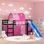 vidaXL Lit mezzanine enfants avec tunnel sans matelas rose 90x190 cm