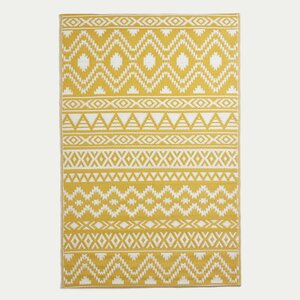 Tapis extérieur terrasse réversible - Tapis de jardin imperméable et résistant UV - Anna - Jaune - 75x200 cm - HOMESCAPES