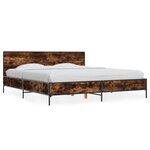 vidaXL Cadre de lit chêne fumé 200x200 cm bois d'ingénierie et métal