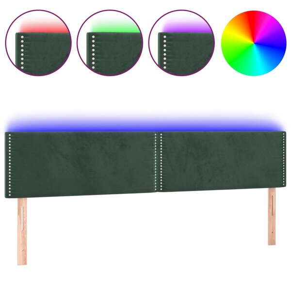 vidaXL Tête de lit à LED Vert foncé 200x5x78/88 cm Velours