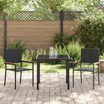 vidaXL Ensemble de Salle à Manger de Jardin de 3 Pièces Noir Poly Rattan