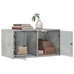 vidaXL Armoire murale avec portes en verre gris béton 68 5x37x35 cm