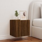 vidaXL Meuble TV mural avec lumières LED chêne marron 40 5x35x40 cm