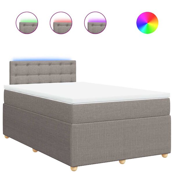 vidaXL Sommier à lattes de lit avec matelas Taupe 120x200 cm Tissu