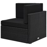 vidaXL Salon de jardin 4 Pièces avec coussins Noir Résine tressée