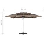 vidaXL Parasol de jardin à 4 niveaux avec mât en aluminium taupe
