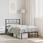 vidaXL Cadre de lit métal avec tête de lit noir 75x190 cm