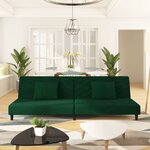 vidaXL Canapé-lit à 2 places avec deux oreillers Vert foncé Velours