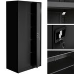 Armoire de bureau verrouillable dotée de 4 étagères meuble 5 niveaux noir 08_0000384