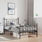 vidaXL Cadre de lit métal sans matelas et pied de lit noir 100x200 cm