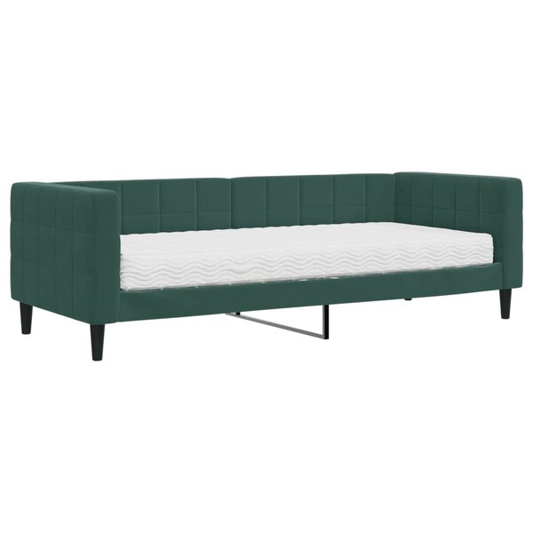 vidaXL Lit de jour avec matelas vert foncé 80x200 cm velours