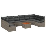 Ensemble de Canapé de Jardin 11 Pièces avec Coussins Gris Rattan Acacia