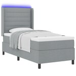 Lit box spring vidaXL avec matelas et lumière LED gris clair 100x200 cm en tissu