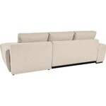 Canapé d'angle convertible LOUNGITUDE CABELLO en tissu beige avec coffre et coutures bombées