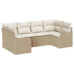 Ensemble de Canapés de Jardin vidaXL à 6 pièces avec Coussins Beige Rattan Poly
