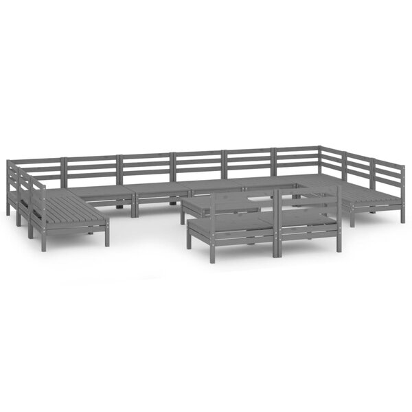 Salon de jardin meuble d'extérieur ensemble de mobilier 13 pièces gris bois de pin massif 02_0015818