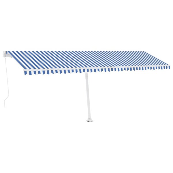 vidaXL Auvent manuel rétractable sur pied 600x350 cm Bleu/Blanc