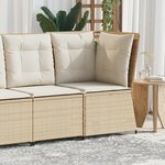 vidaXL Canapé d'angle de jardin avec coussins beige résine tressée