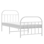 vidaXL Cadre de lit métal sans matelas avec pied de lit blanc 90x190cm