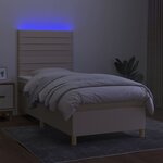 vidaXL Sommier à lattes de lit et matelas et LED Crème 90x200 cm Tissu