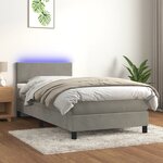 vidaXL Sommier à lattes de lit avec matelas et LED Gris clair 90x190cm