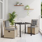 vidaXL Ensemble de Dîner de Jardin 3 Pièces Beige Rattan Poly