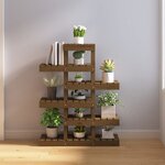 vidaXL Support à plantes Marron miel 85x25x109 5 cm Bois massif pin