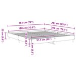 vidaXL Cadre de Lit Chêne Noir 180x200 cm Bois Ingénierie