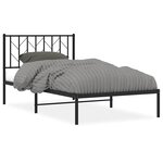 vidaXL Cadre de lit métal sans matelas avec tête de lit noir 100x200cm