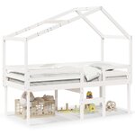 vidaXL Lit haut avec toit blanc 90x190 cm bois de pin massif
